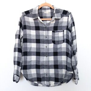 Y2K Hollister Flannel Shirt Size S Black White Plaid‎ Button Front Skate Grunge